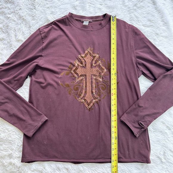 Johnny Max Mens Shirt Size Large Long Sleeve Christian Cross Faith Embroidered - Picture 9 of 12